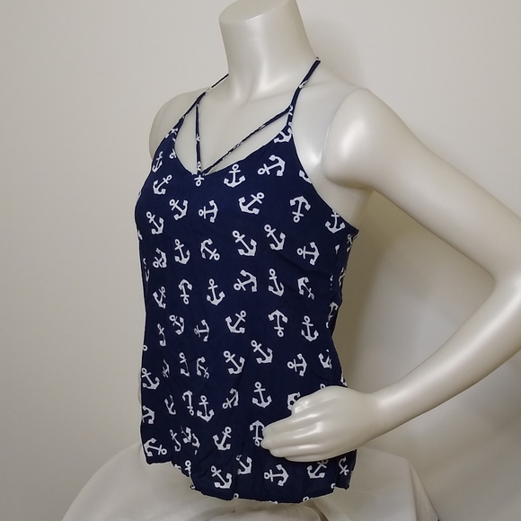 No Bounderies Blue Halter Neckline Sleeveless Rayon Camisole Tank Top Size S - Picture 6 of 7